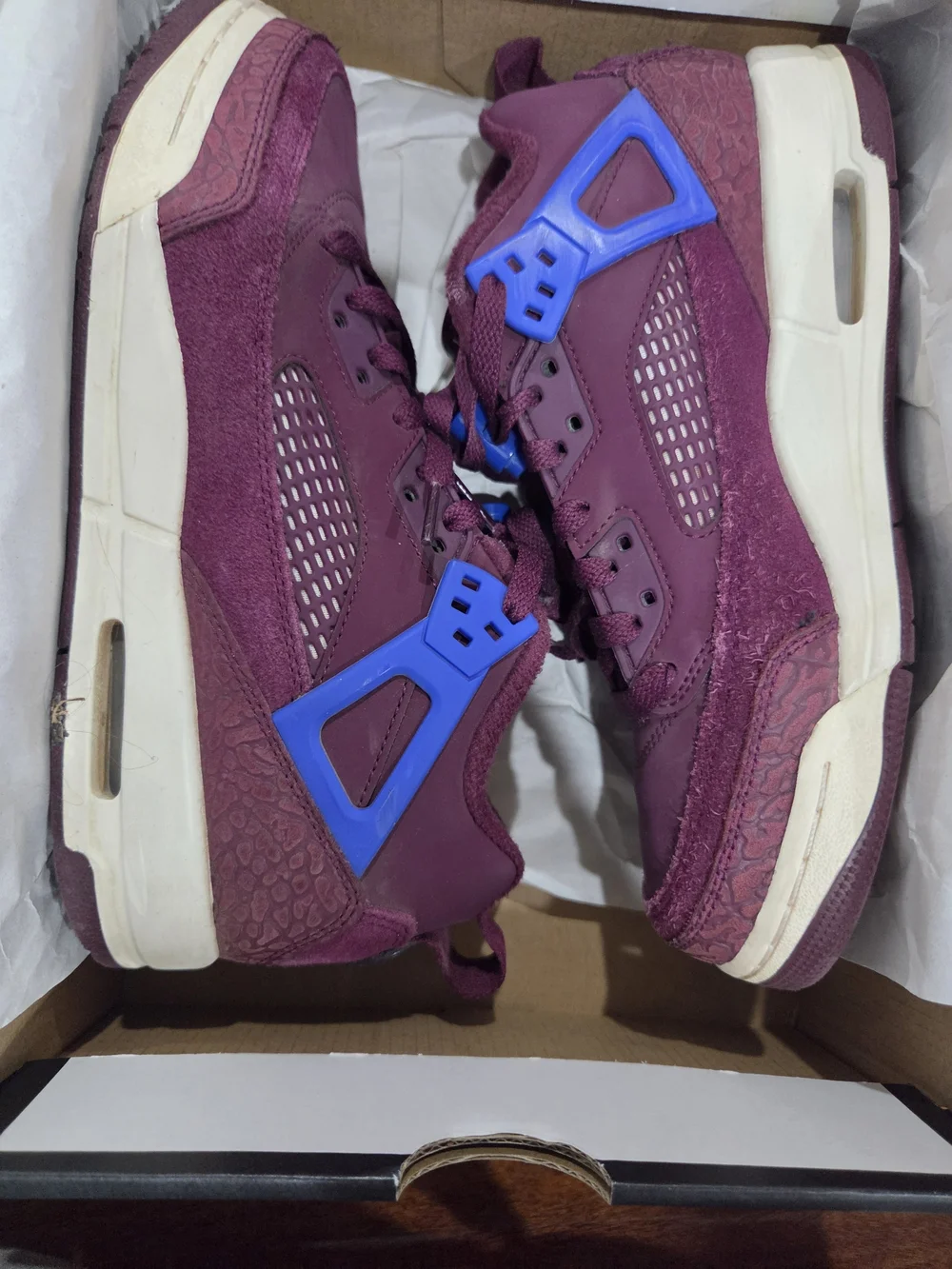 Jordan Kids Burgundy and Blue Low-Top Sneakers